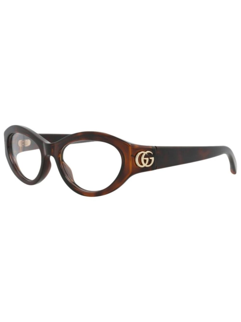 New Gucci Women's Eyeglasses Cat Eye Injection Frame Havana Havana Transparent